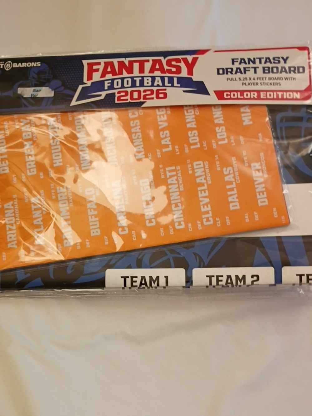New Fantasy Football 2026 Draft Board - Orange and Blue Color Edition